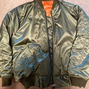 Vintage forest green bomber jacket